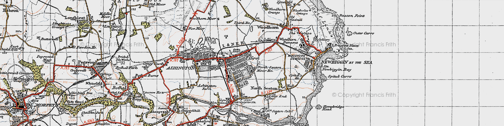 Old map of Hirst in 1947