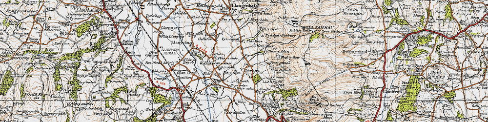 Old map of Hirwaen in 1947
