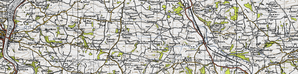 Old map of Hiscott in 1946