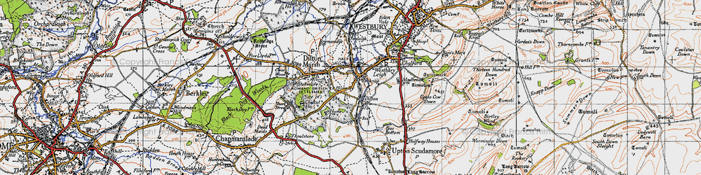 Old map of Hisomley in 1946