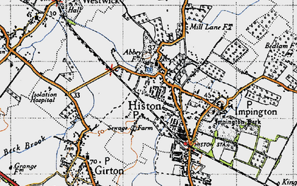 Old map of Histon in 1946
