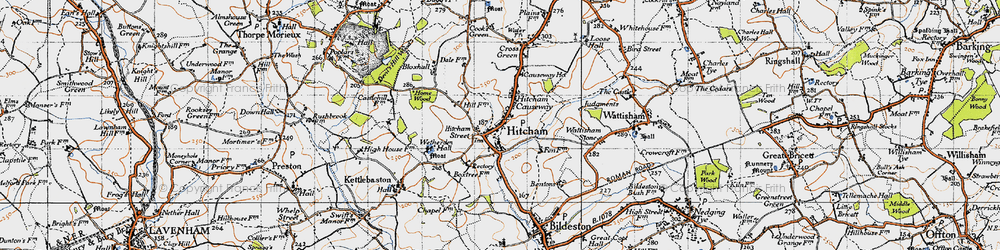 Old map of Hitcham in 1946