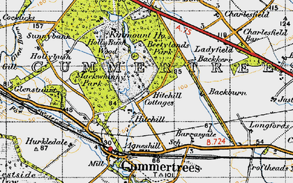 Old map of Hitchill in 1947