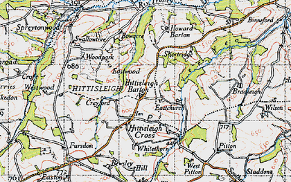 Old map of Hittisleigh Barton in 1946