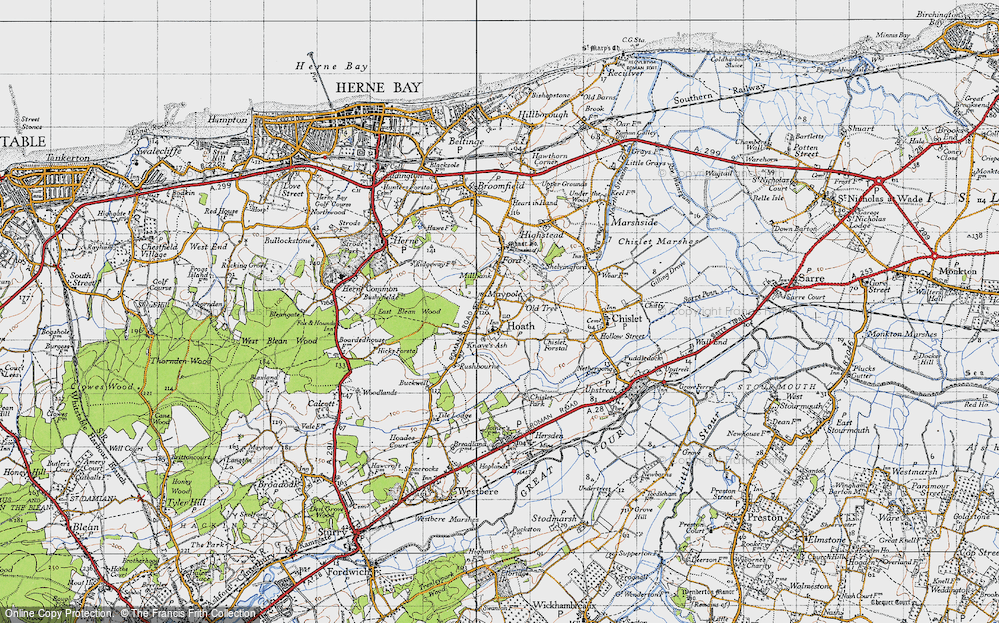 Old Map of Hoath, 1947 in 1947