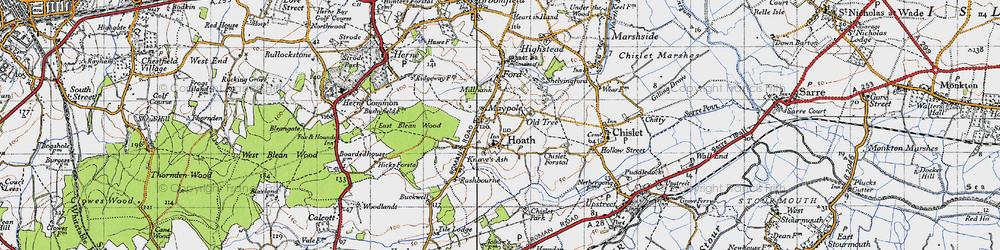Old map of Hoath in 1947