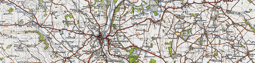 Old map of Burcote Villa in 1946