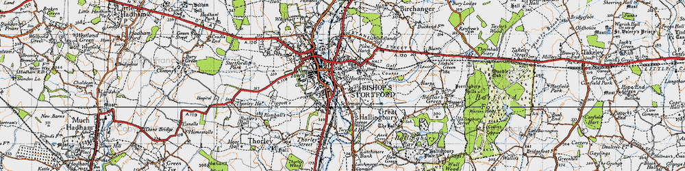 Old map of Hockerill in 1946