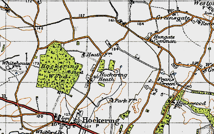 Old map of Hockering Heath in 1946