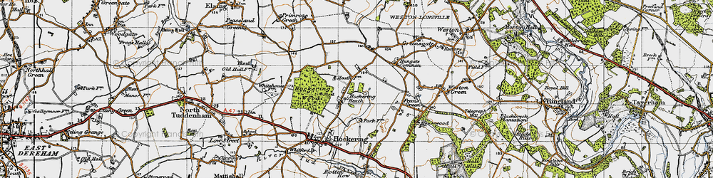 Old map of Hockering Heath in 1946