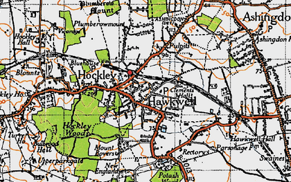 Old map of Hockley in 1945