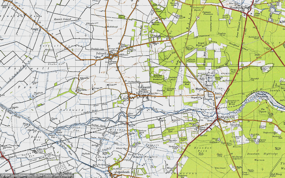 Old Map of Historic Map covering Wilton Br in 1946