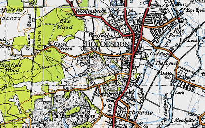 Old map of Hoddesdon in 1946