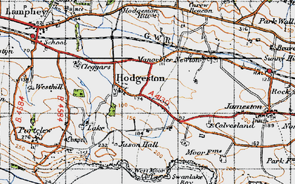 Old map of Hodgeston in 1946