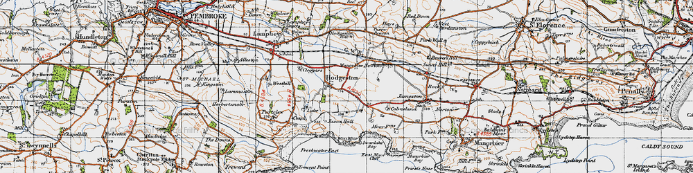 Old map of Hodgeston in 1946