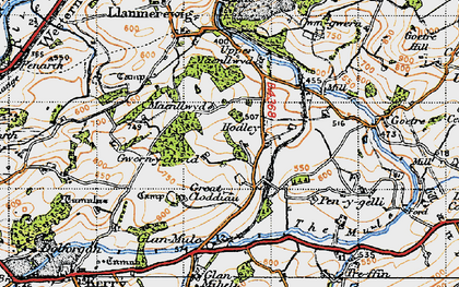 Old map of Hodley in 1947