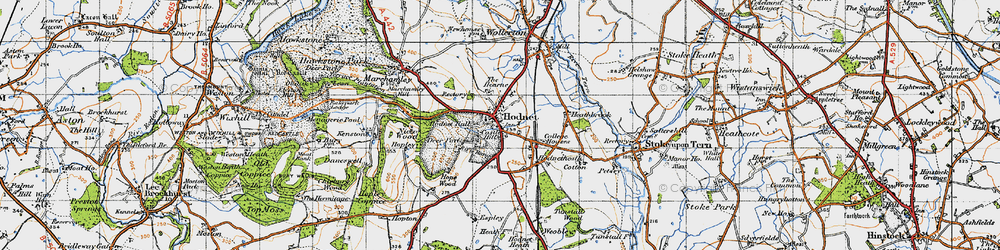 Old map of Hodnet in 1947