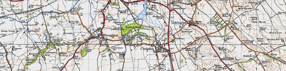 Old map of Burderop Wood in 1947