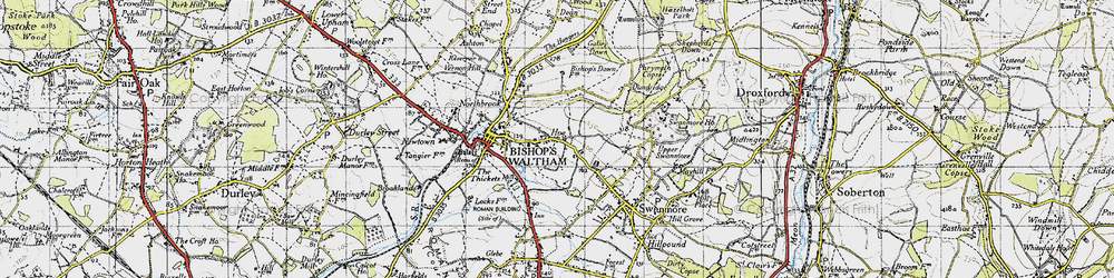 Old map of Hoe in 1945