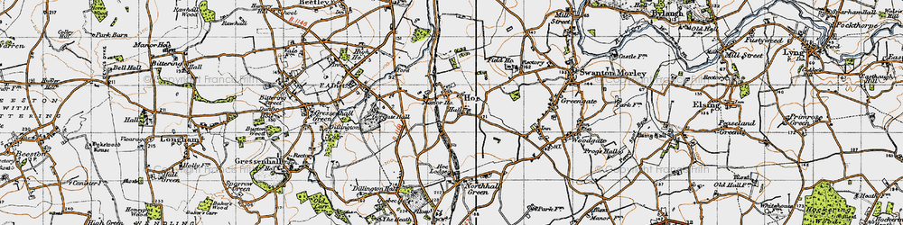 Old map of Hoe in 1946