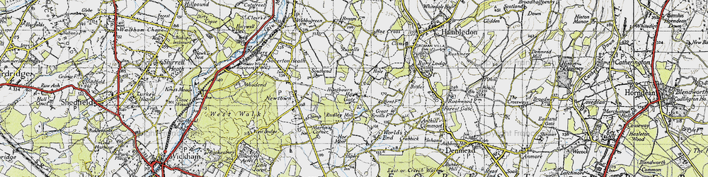 Old map of Hoe Gate in 1945
