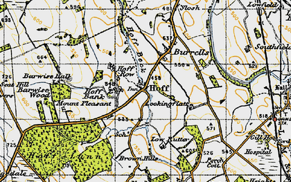 Old map of Hoff in 1947