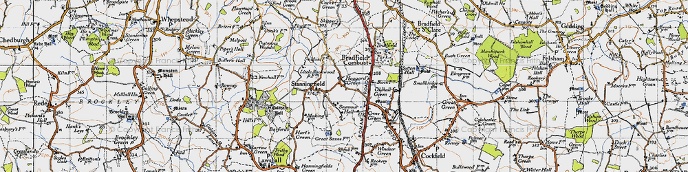 Old map of Hoggard's Green in 1946