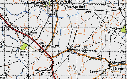 Old map of Hoggeston in 1946