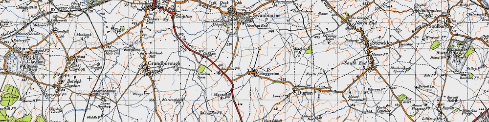 Old map of Hoggeston in 1946