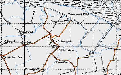 Old map of Holbeach St Matthew in 1946