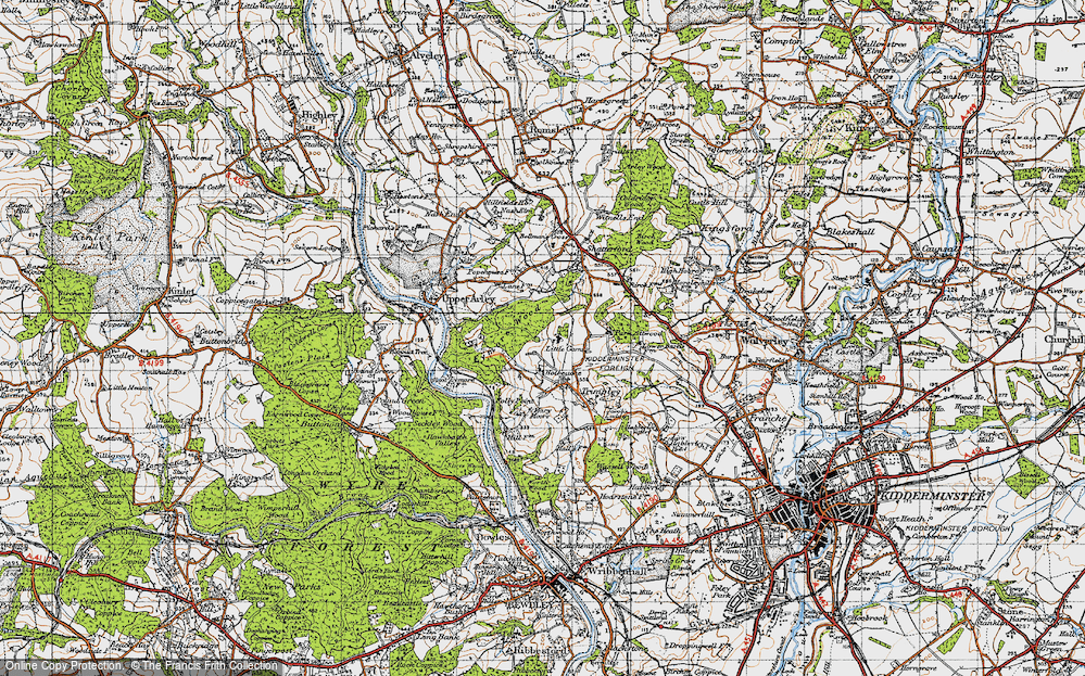 Old Map of Historic Map covering Park Attwood in 1947