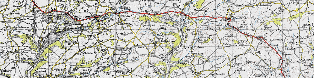Old map of Holbeton in 1946