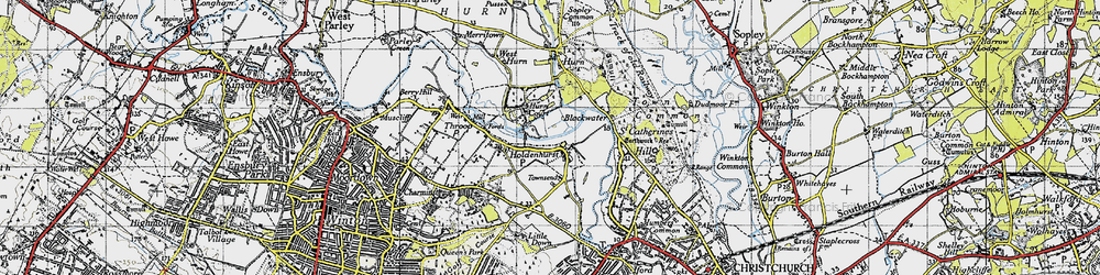 Old map of Holdenhurst in 1940