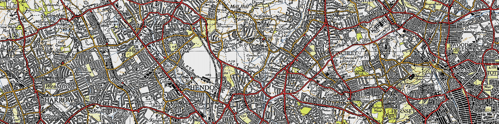 Old map of Holders Hill in 1945