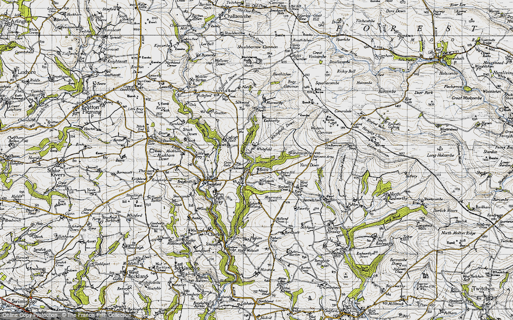 Old Map of Historic Map covering Whitefield in 1946