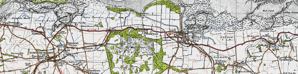 Old map of Holkham in 1946