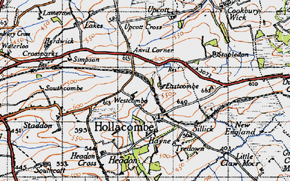 Old map of Anvil Corner in 1946