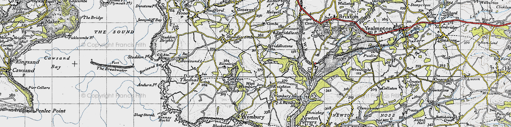 Old map of Hollacombe Hill in 1946