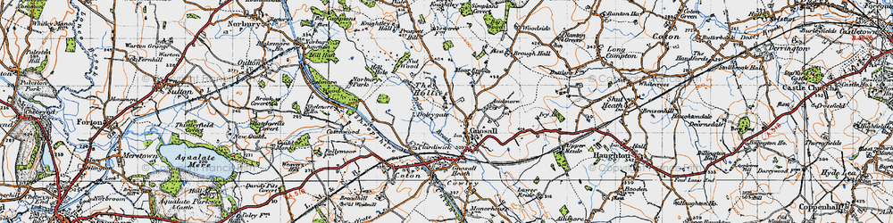 Old map of Hollies Common in 1946