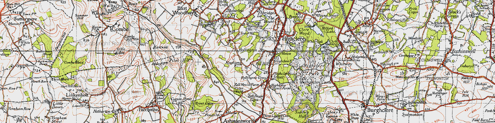 Old map of Hollington in 1945