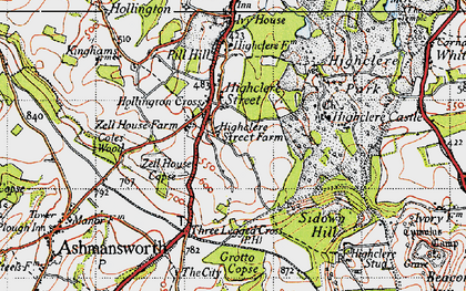 Old map of Hollington Cross in 1945