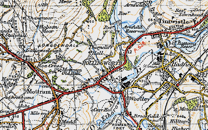 Old map of Hollingworth in 1947