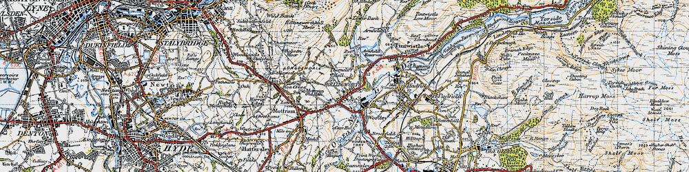 Old map of Hollingworth in 1947