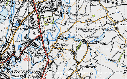 Old map of Hollins in 1947