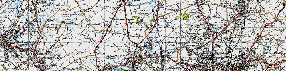 Old map of Hollins in 1947