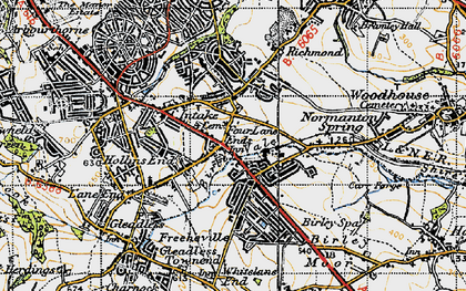 Old map of Hollins End in 1947