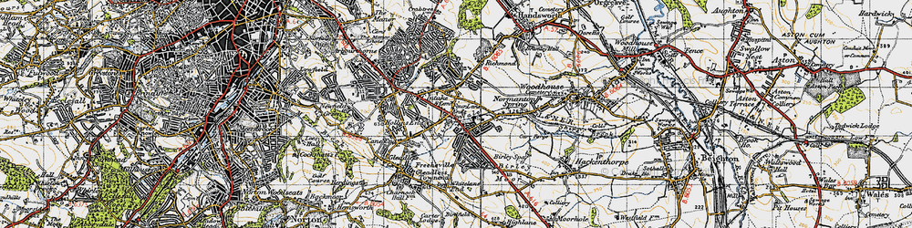 Old map of Hollins End in 1947