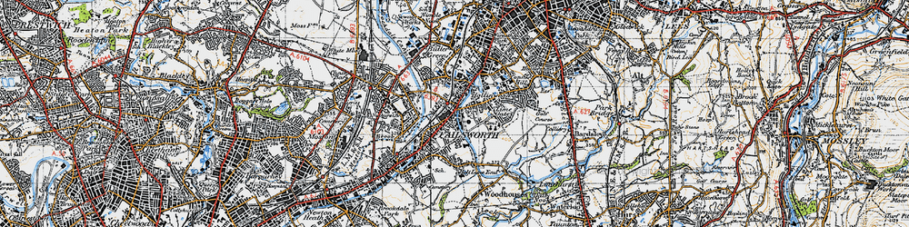 Old map of Hollinwood in 1947