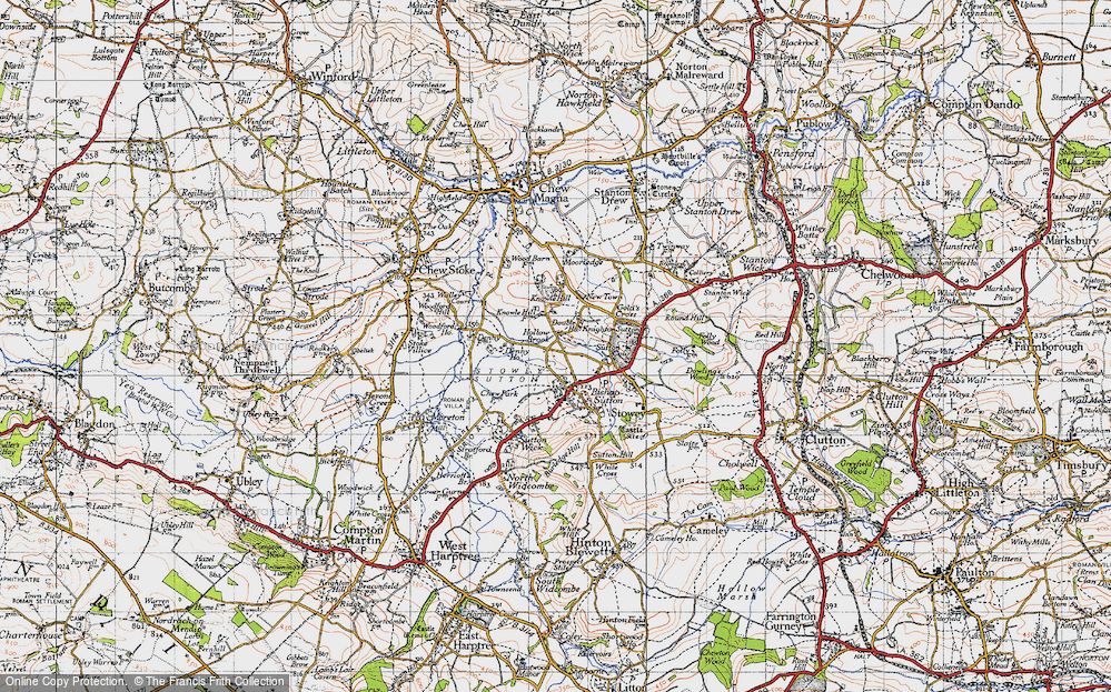 Old Map of Historic Map covering Chew Valley Lake in 1946