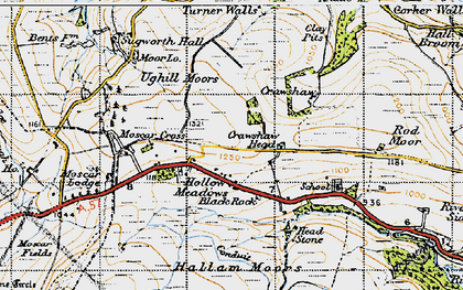 Old map of Hollow Meadows in 1947